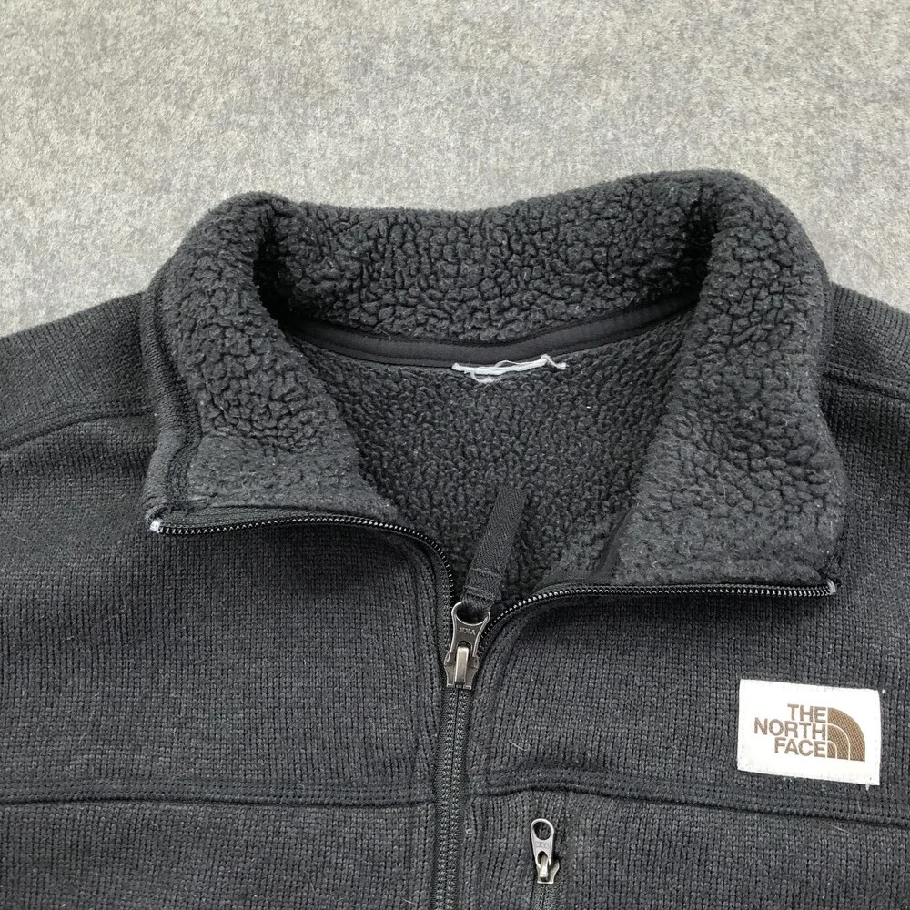 The North Face Jacket Mens Medium Gray Fleece Full Zip Sherpa Outdoor Hiking